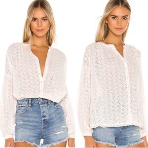 Free People Madison Eyelet Blouse White/Ivory Size S—Loose Fit—More Like a L